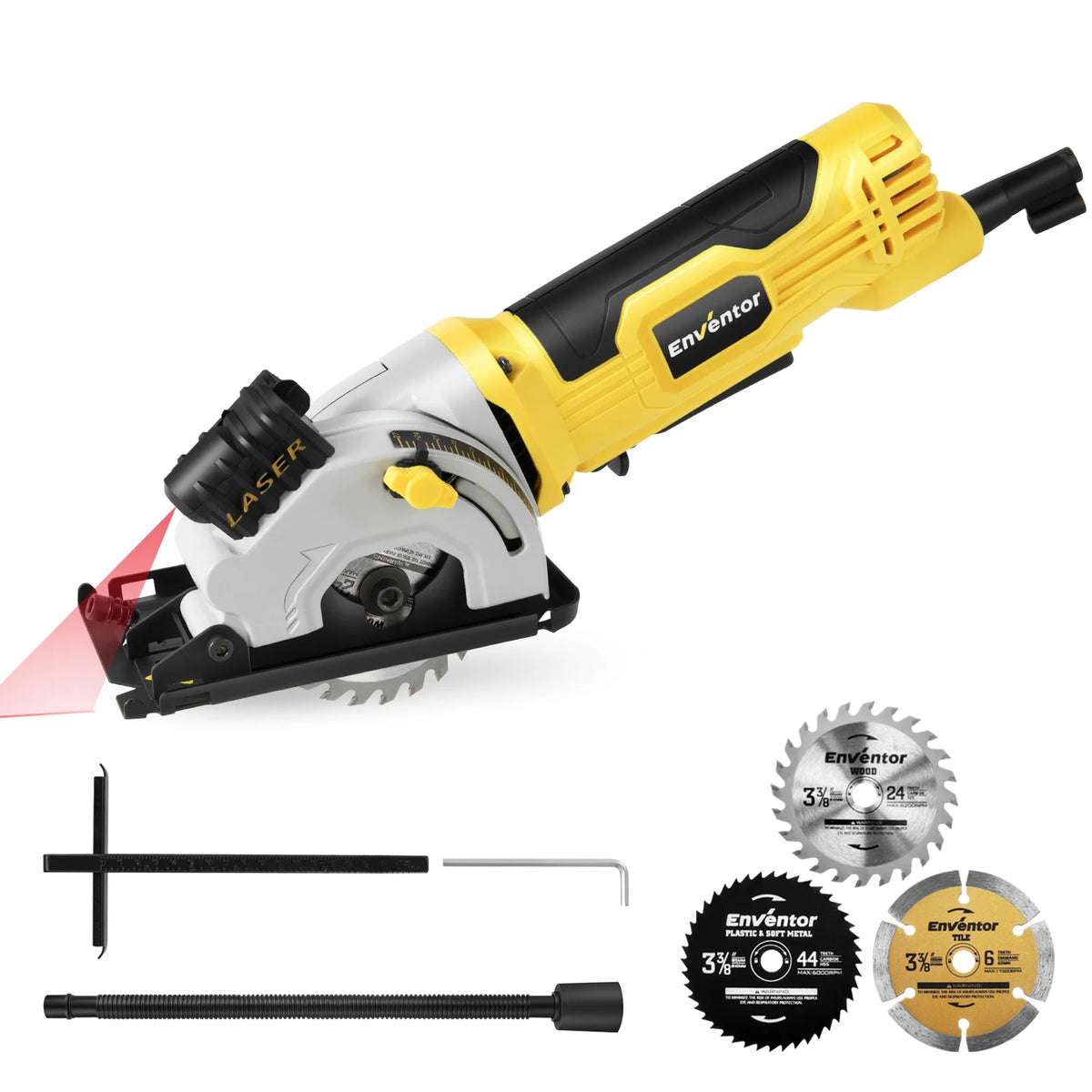 Enventor 580W Electric Circular Saw With Three Blades
