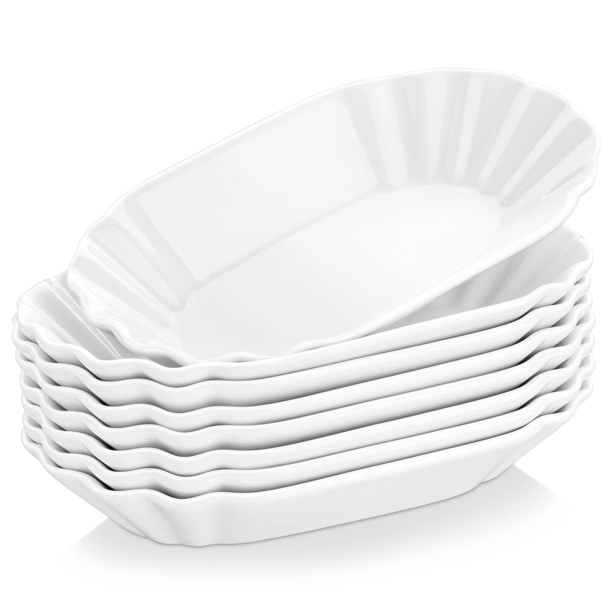 MALACASA Ceramic Oval Snack Plates for Breakfast and Desserts