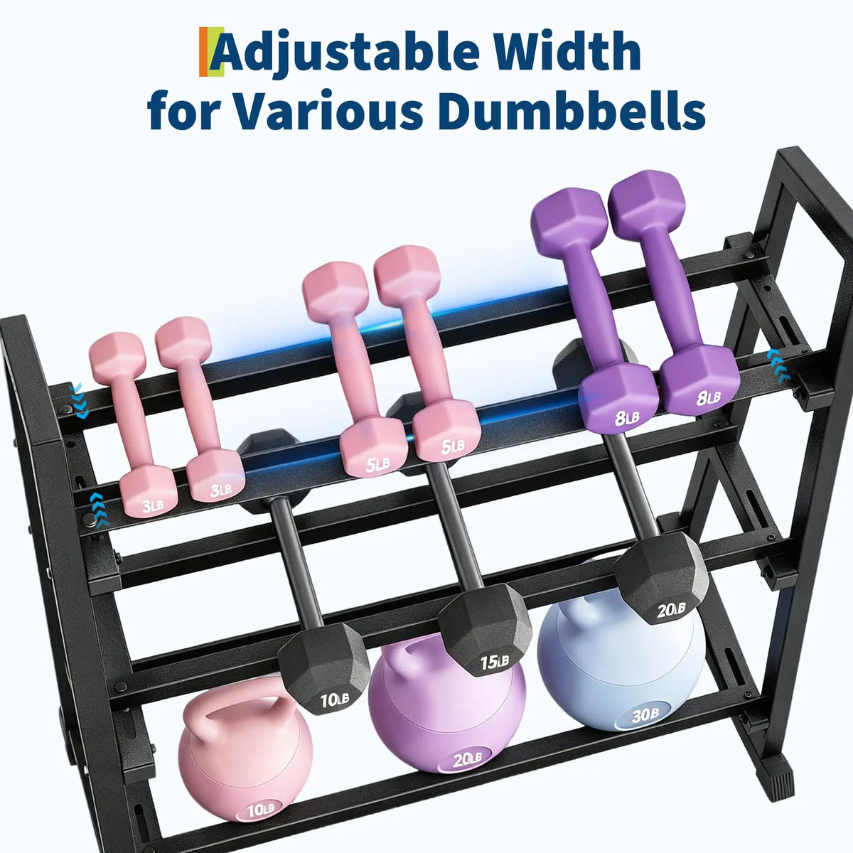 HiMISS Three Tier Trapezoidal Dumbbell Rack for Home Gym Storage