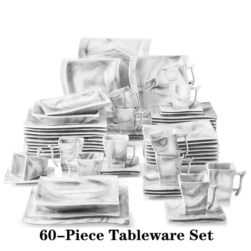 MALACASA Flora Porcelain Dinnerware Set With Plates Cups And Saucers