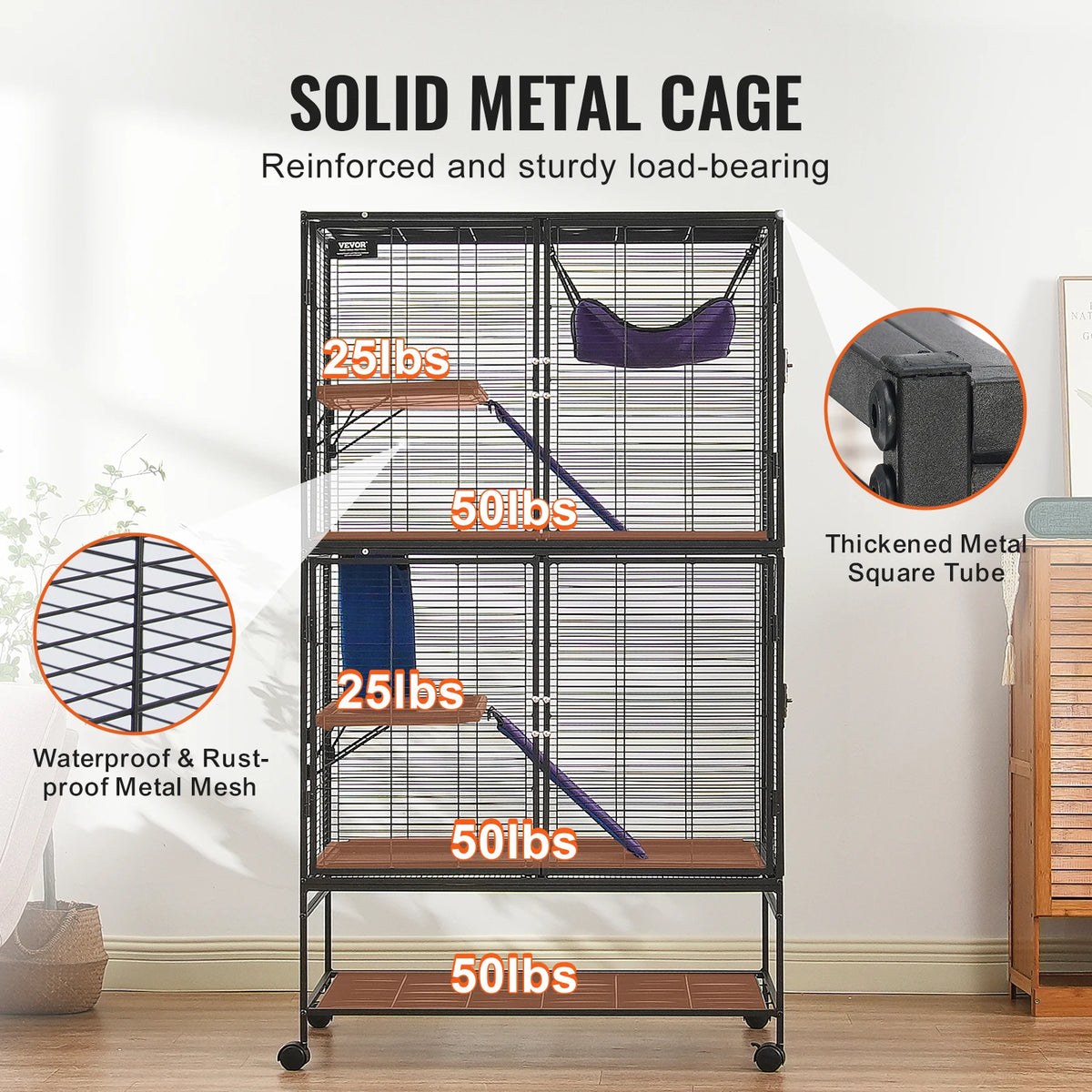 SucceBuy Four Tier Rolling Metal Small Animal Cage for Ferrets