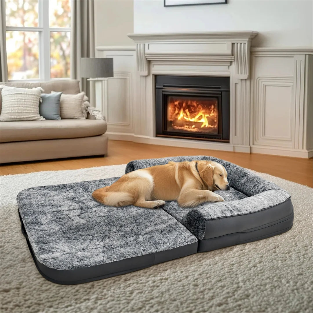 BINGOPAW Giant Plush Orthopedic Calming Dog Bed With Removable Cover