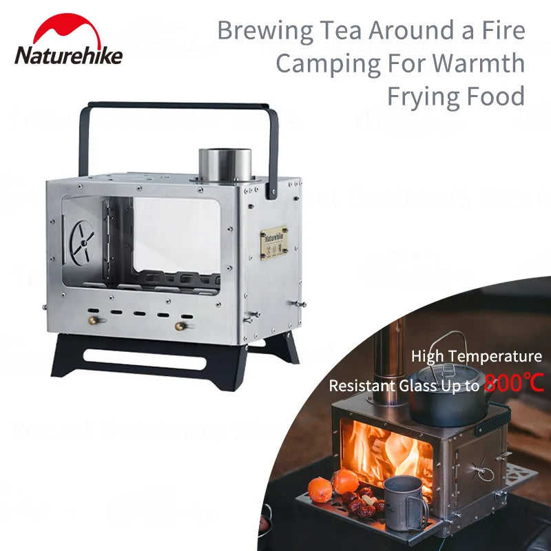 Naturehike Stainless Steel Wood Burning Tent Stove With Glass Door