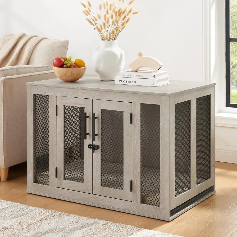 Furniture Style Indoor Dog Crate With Cushion And Removable Tray