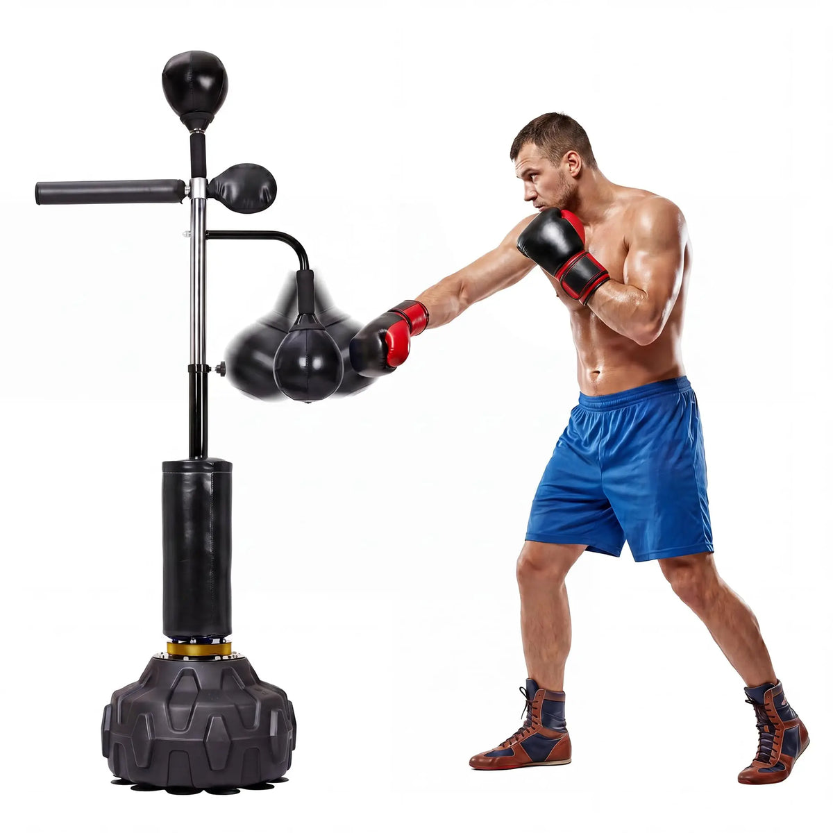 Freestanding Boxing Trainer With Swivel Bar And Dual Speed Balls
