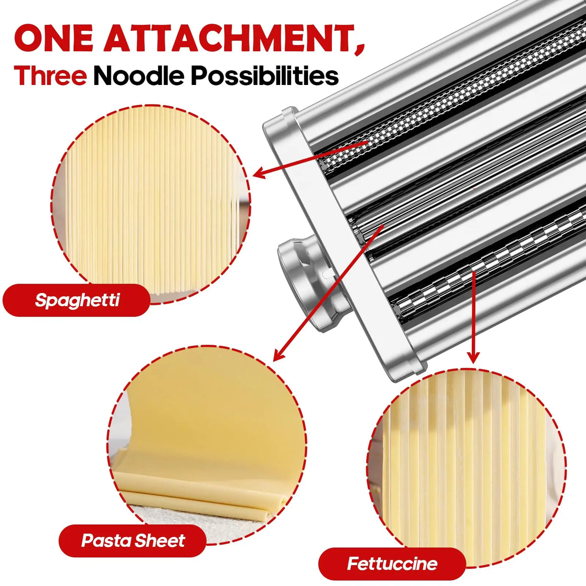 GVODE Pasta Roller And Cutter Attachment For KitchenAid Mixers