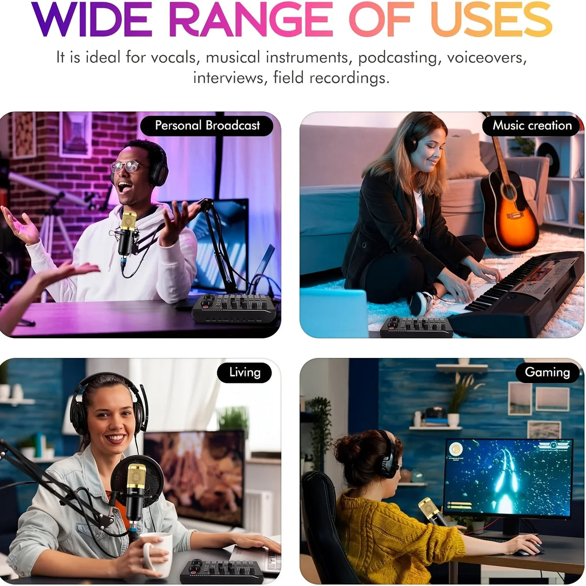 Podcast Microphone And Sound Card Kit For Streaming And Recording