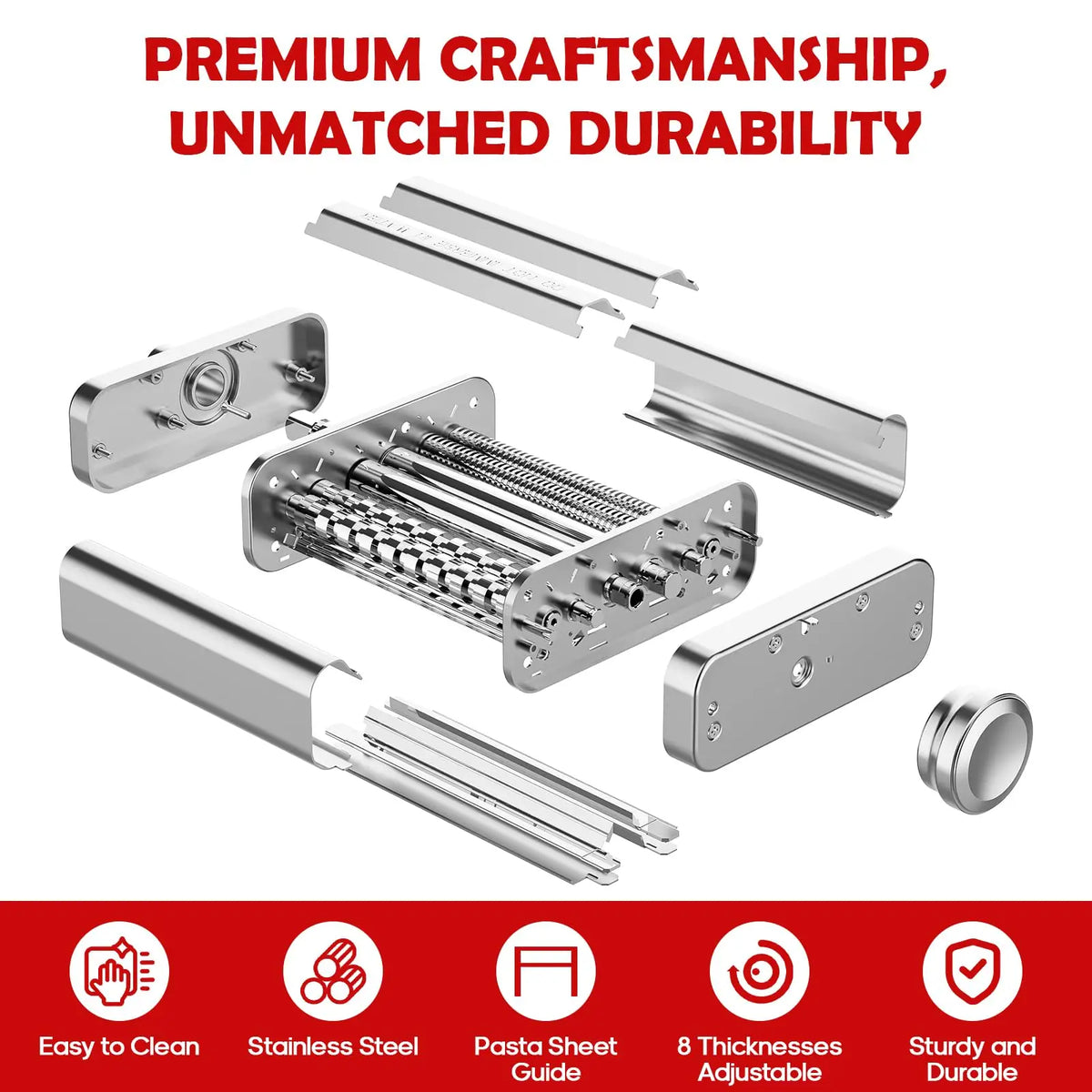 GVODE Pasta Roller And Cutter Attachment For KitchenAid Mixers