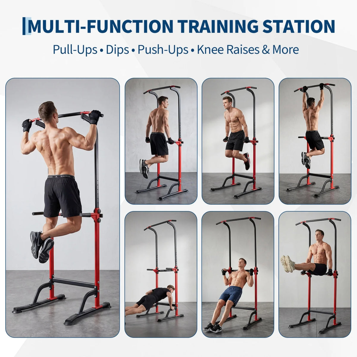 HiMISS Adjustable Power Tower Pull Up Dip Station Home Gym