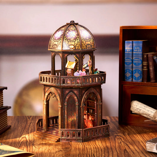 DIY 3D Wooden Observatory Book Nook Puzzle Kit Bookshelf Insert
