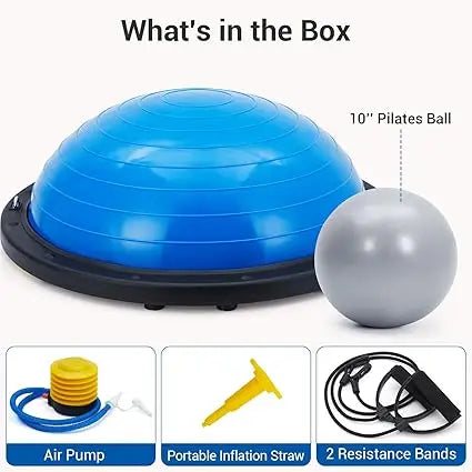 Half Balance Ball Trainer With Resistance Bands For Yoga And Fitness
