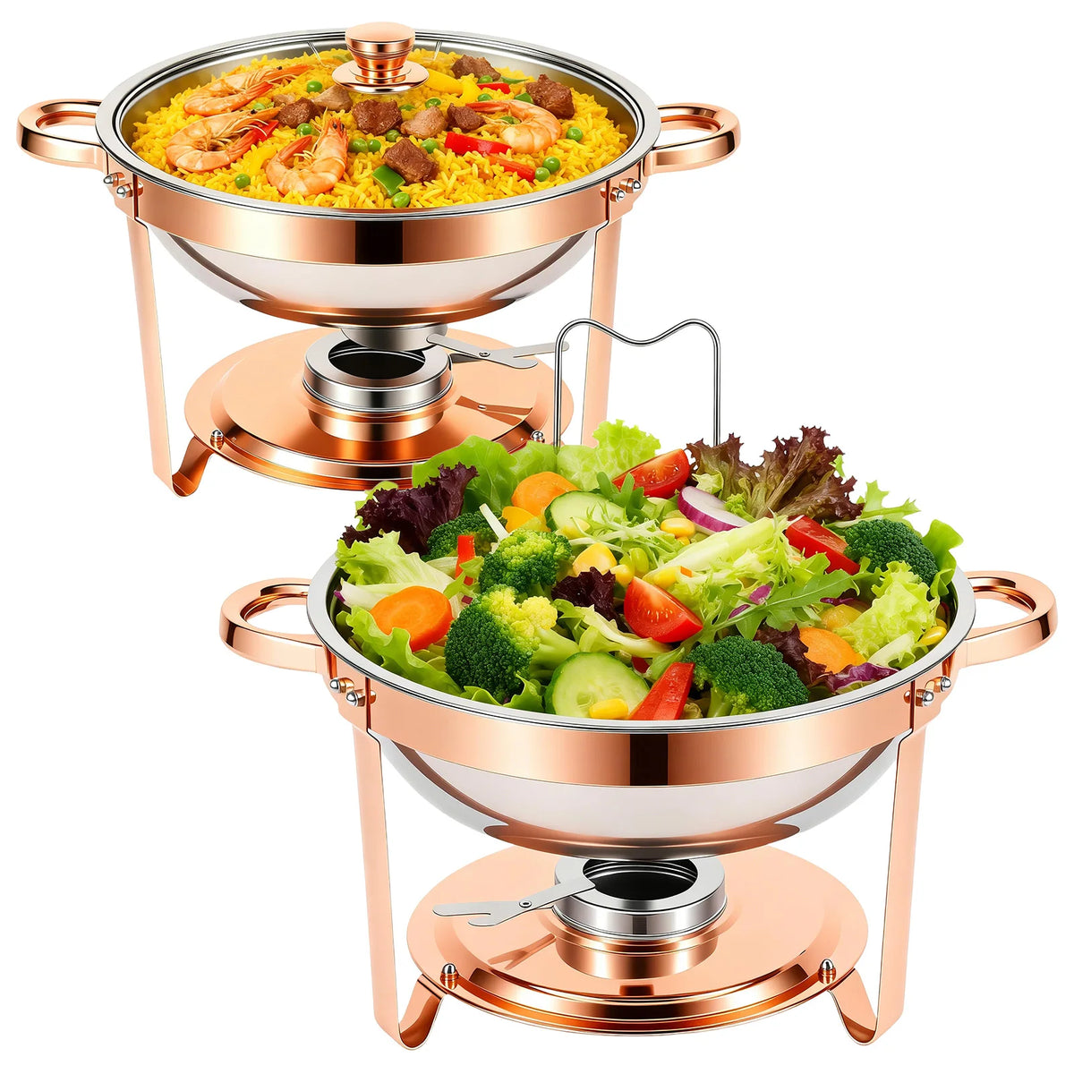 Gold Plated Stainless Steel Chafing Dish Set With Glass Lid