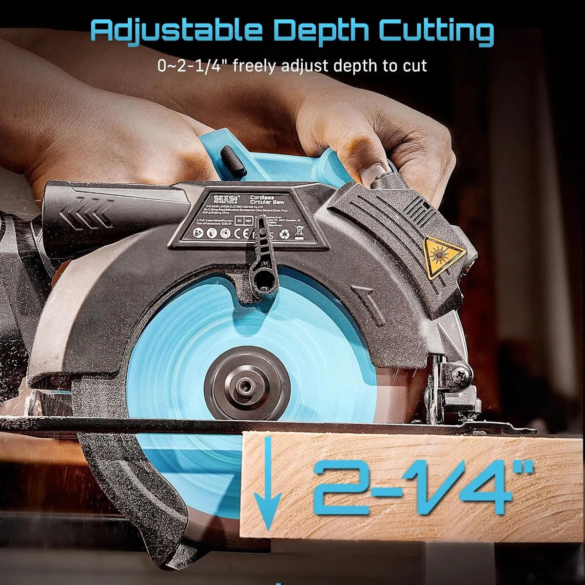 Seesii Cordless Circular Saw With Adjustable Cutting Angle