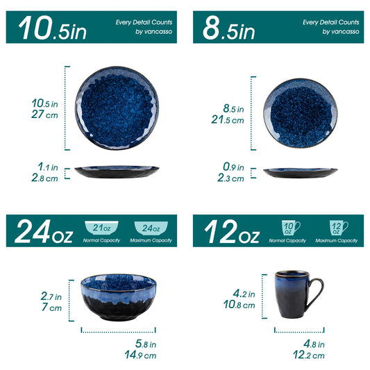 MALACASA Kiln Glaze Ceramic Dinnerware Set With Plates And Bowls