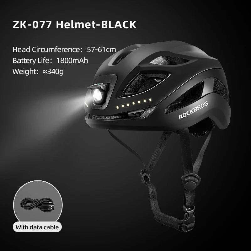 ROCKBROS Rechargeable LED Cycling Helmet With Front Safety Light