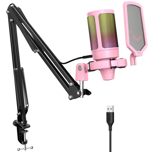 FIFINE USB Gaming Microphone Kit With Mute And RGB Features
