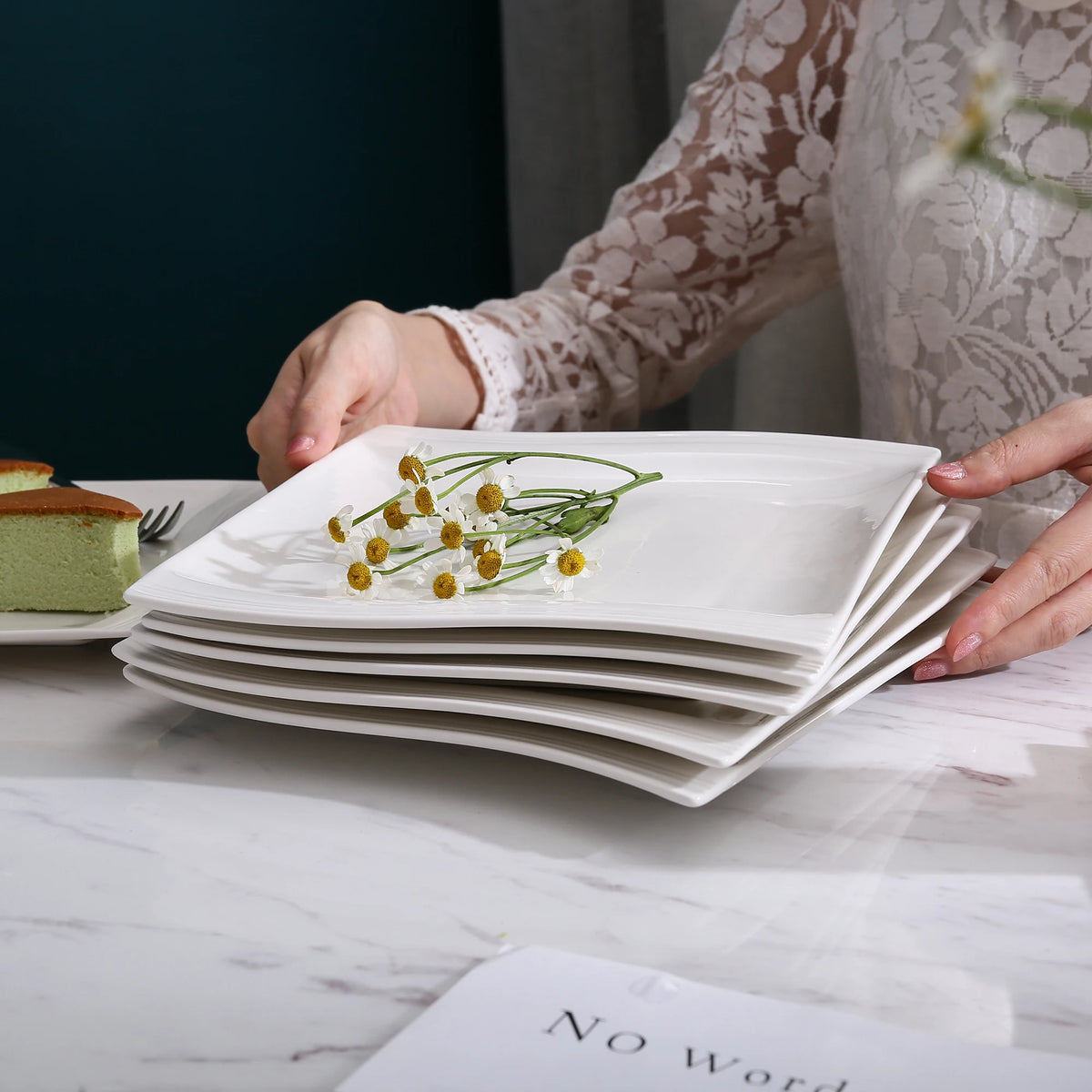 Malacasa Flora Porcelain Ceramic Dinner Plates for Everyday Dining