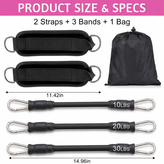 Ankle Resistance Bands With Secure Cuffs For Glute Training