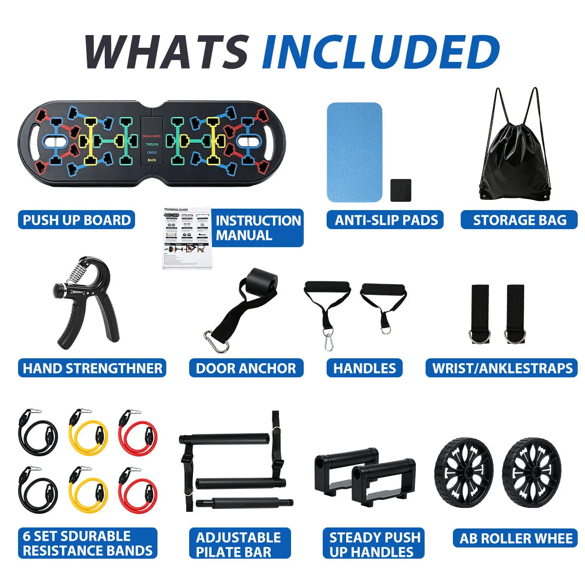 Home Gym Kit With Push Up Board And Resistance Bands