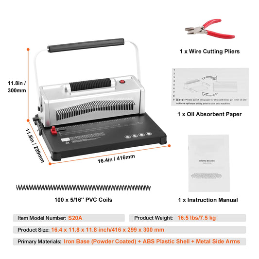 SucceBuy Manual Coil Binding Machine With 34 Hole Punch