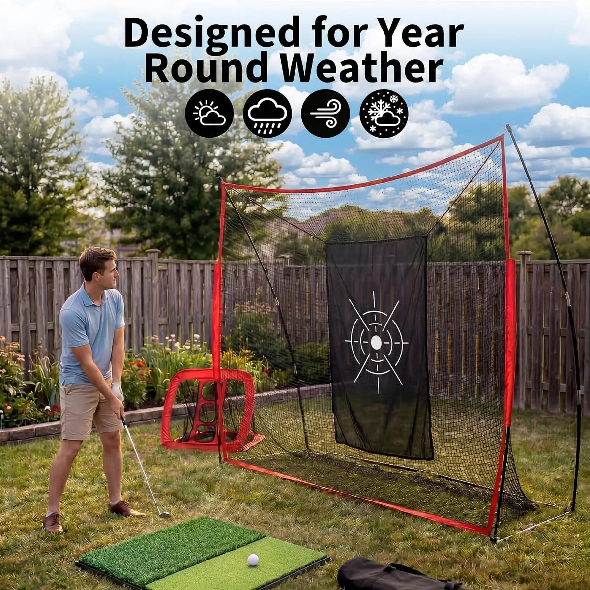 Tacleekii Golf Practice Net with Aiming Cloth for Swing Training