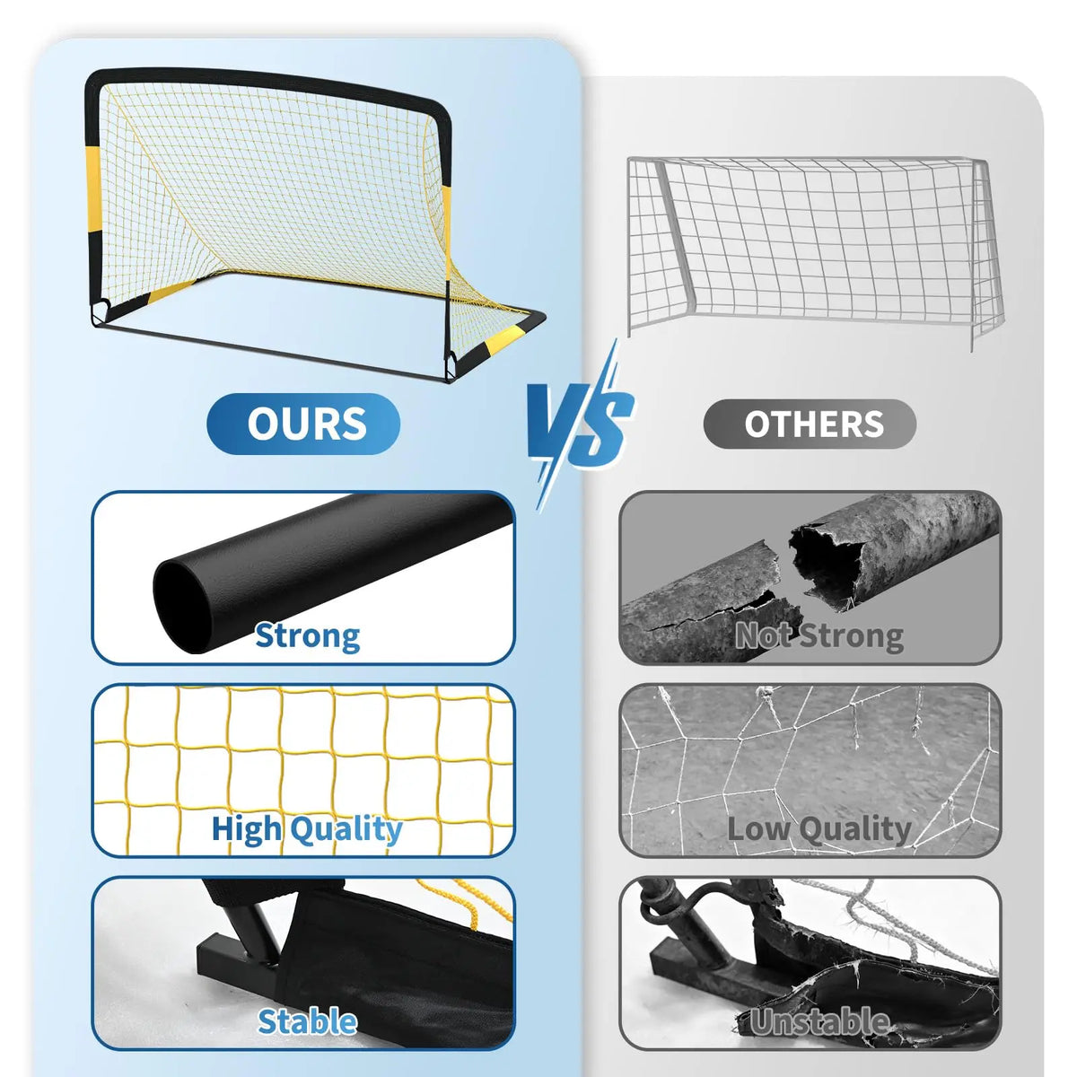 HiMISS Portable Soccer Goal Set with Training Accessories for Kids
