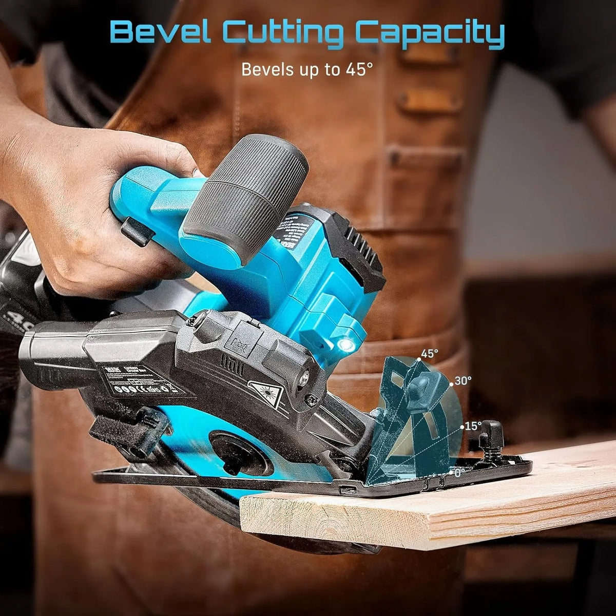 Seesii Cordless Circular Saw With Adjustable Cutting Angle