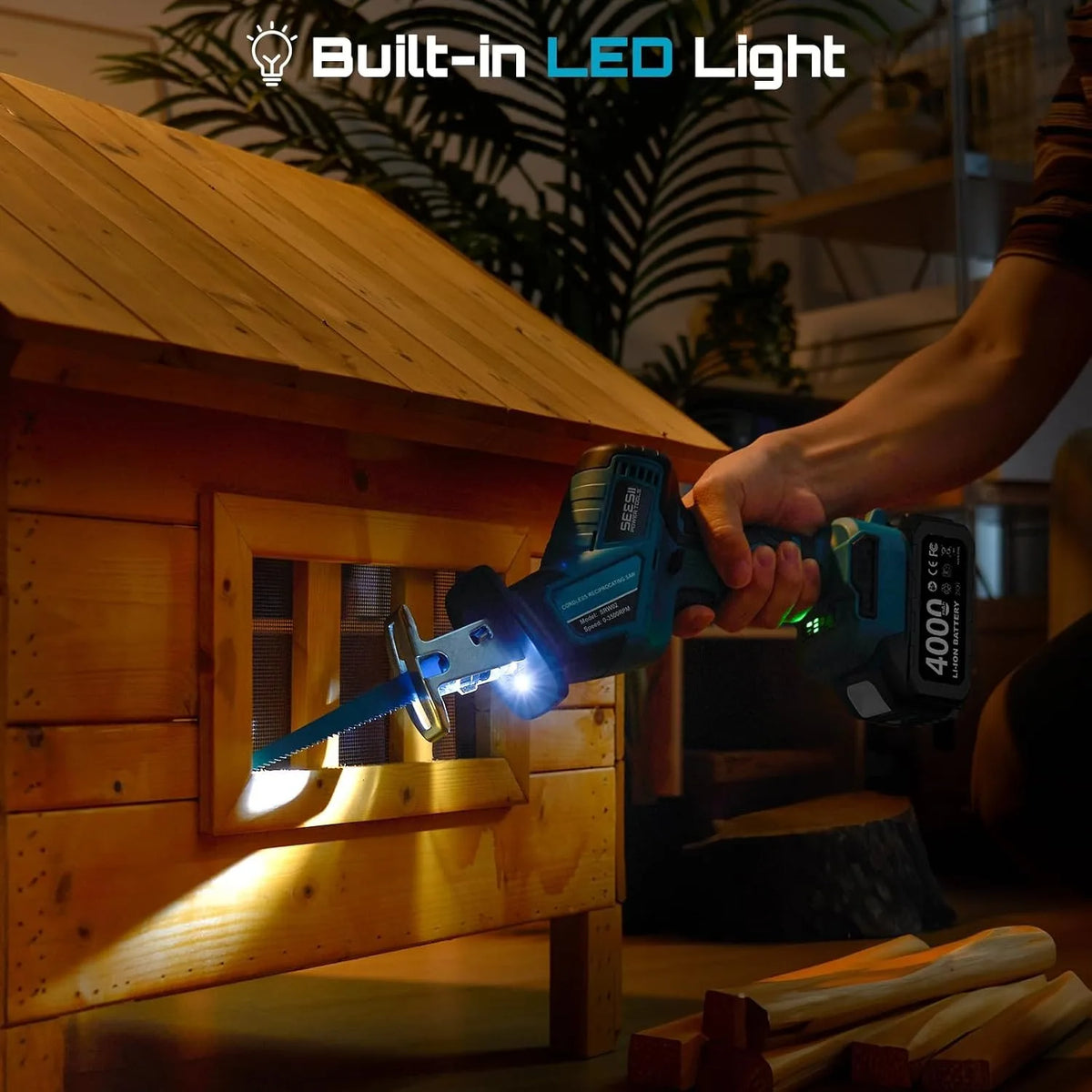 Seesii Brushless Cordless Reciprocating Saw for Wood and PVC Cutting