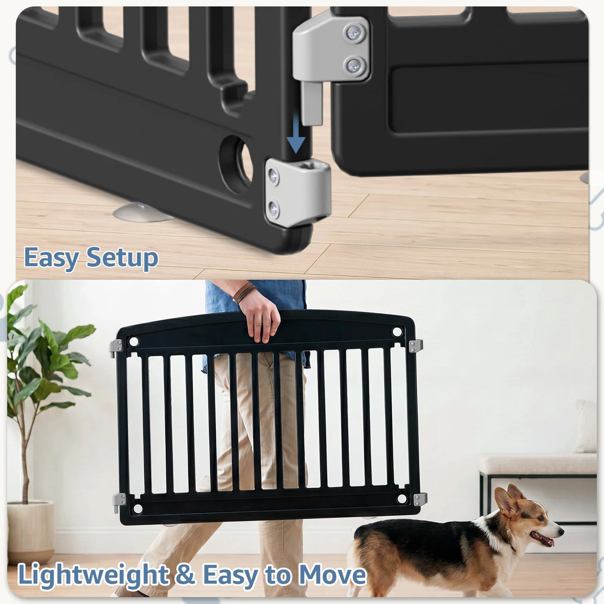 JHK Expandable Plastic Dog Playpen for Indoor and Outdoor Use