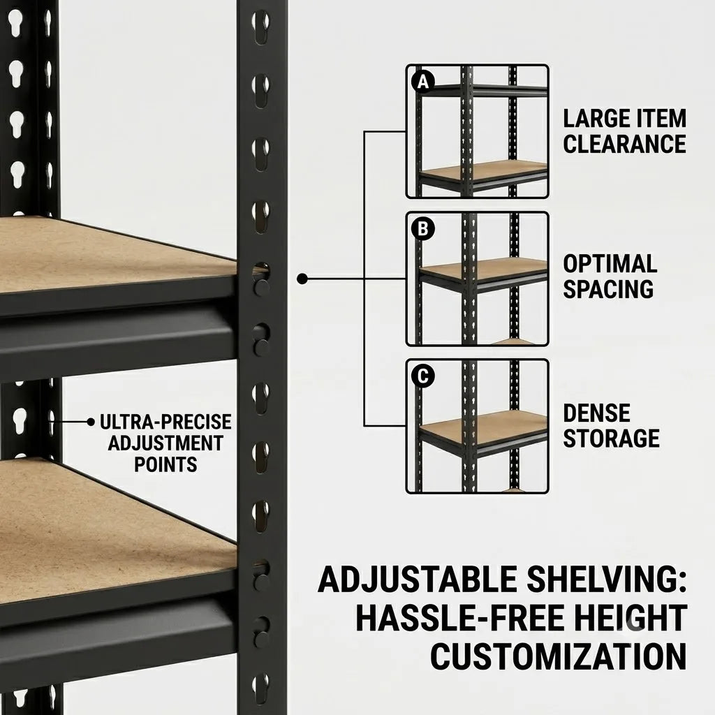 Slim Five Tier Metal Shelving Unit Heavy Duty Storage Rack