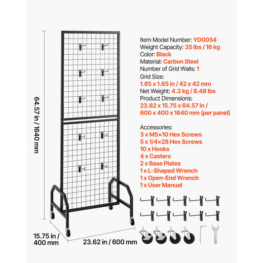 SucceBuy Gridwall Display Rack With Wheels For Craft Shows