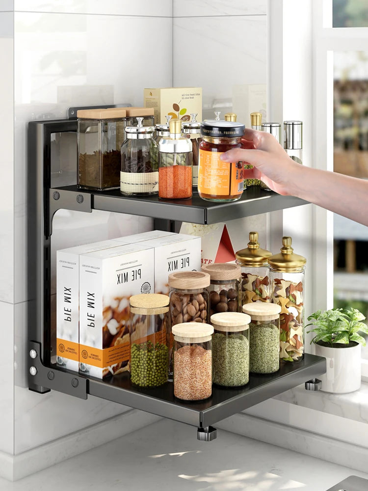 Adjustable Stainless Steel Kitchen Storage Rack for Pots and Tableware