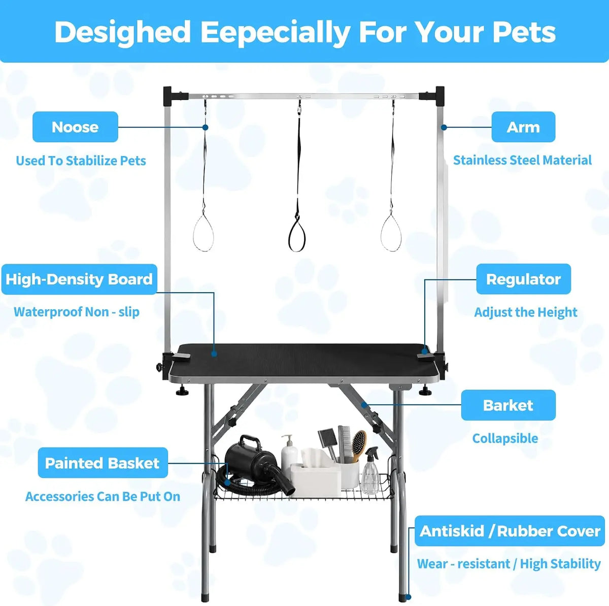 TWISTER.CK Professional Foldable Dog Grooming Table for Pets