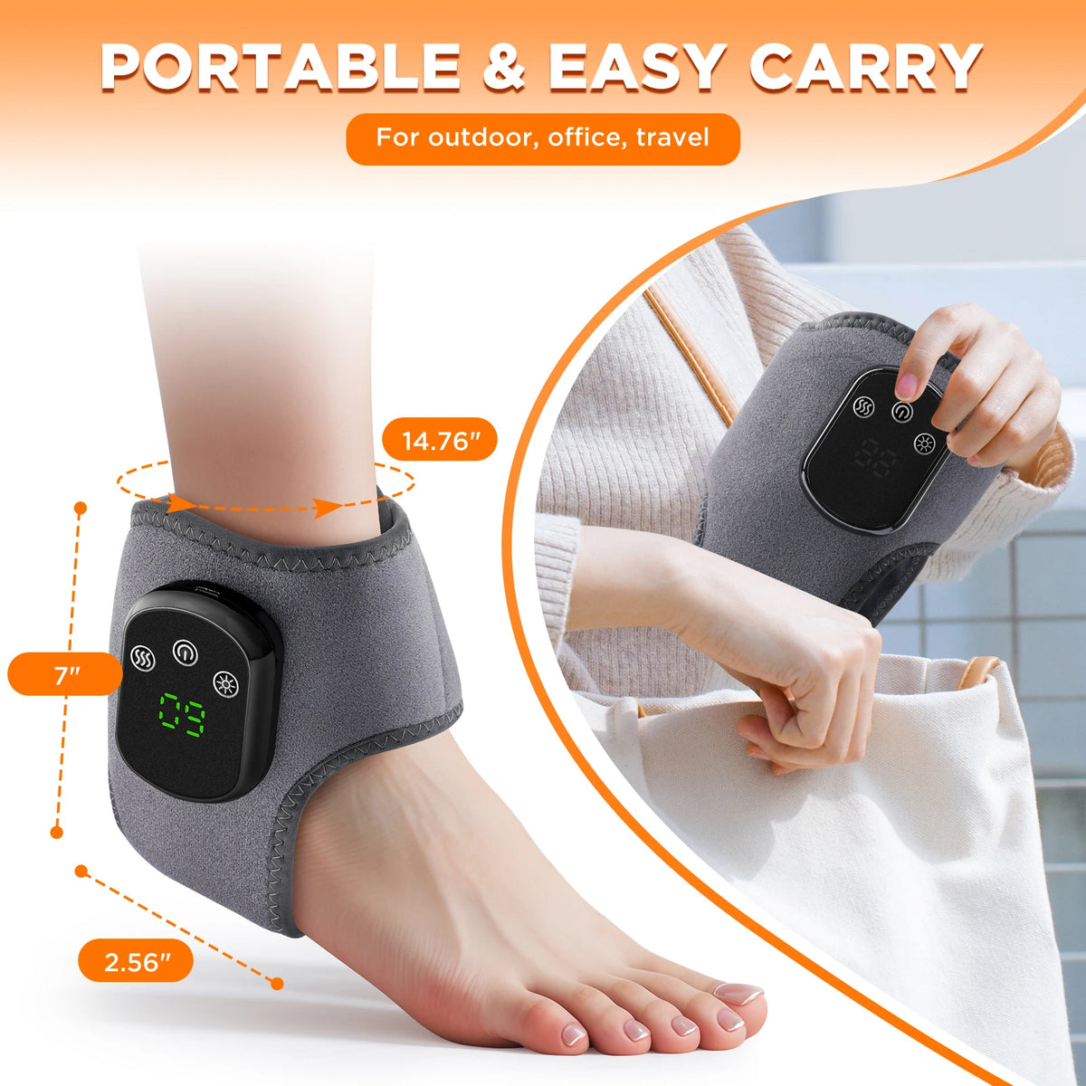 Hailicare Heated Ankle Brace with Five Level Vibration Support