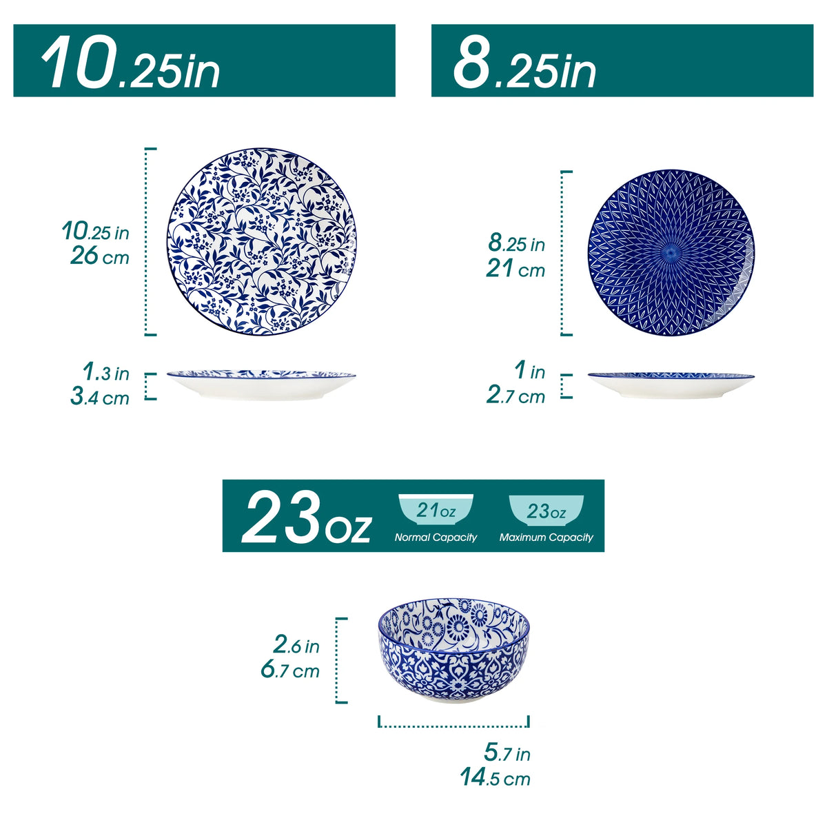 MALACASA Floral Ceramic Dinnerware Set With Plates And Bowls