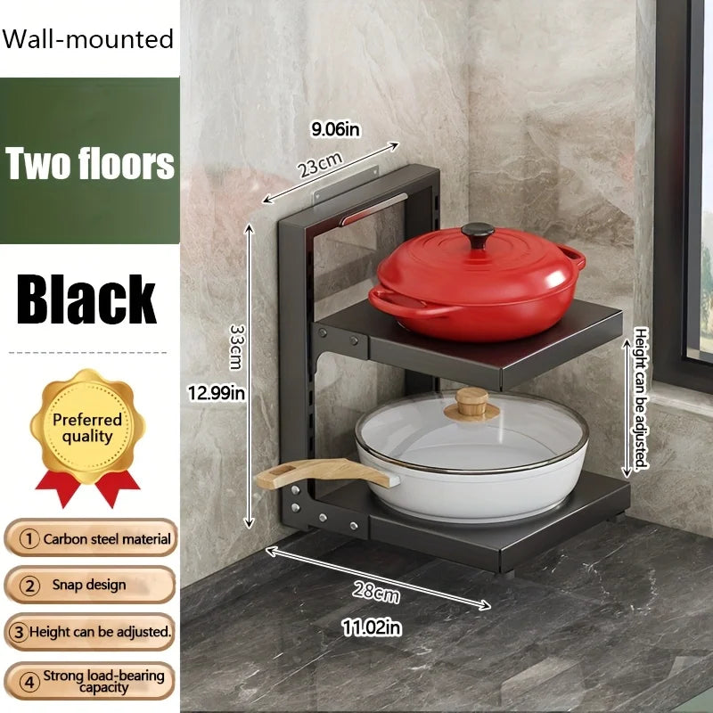 Adjustable Stainless Steel Kitchen Storage Rack for Pots and Tableware