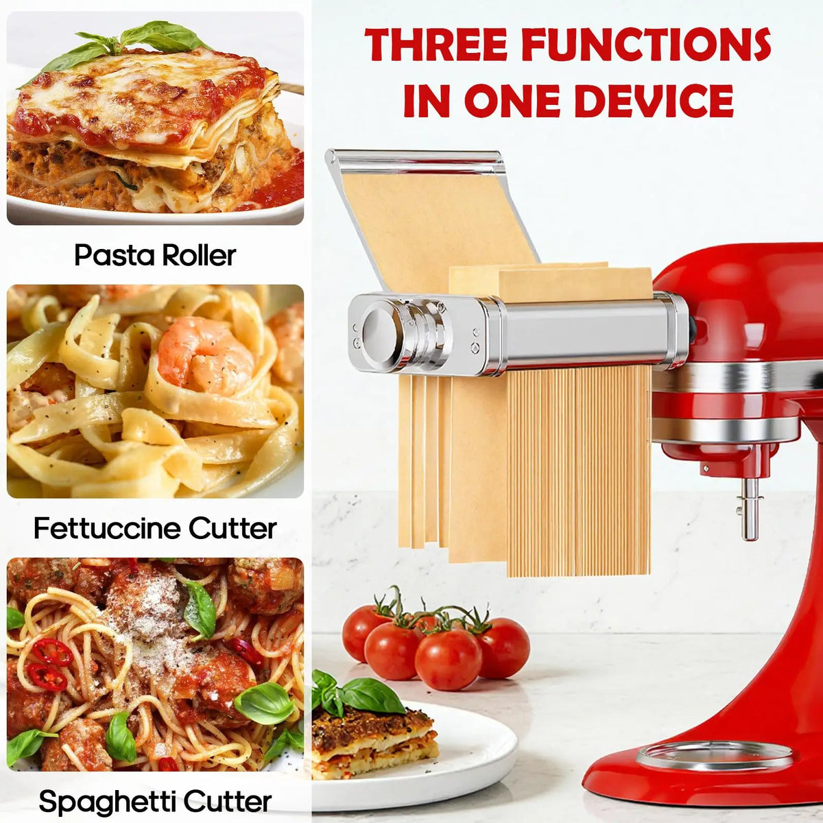 GVODE Pasta Roller And Cutter Attachment For KitchenAid Mixers