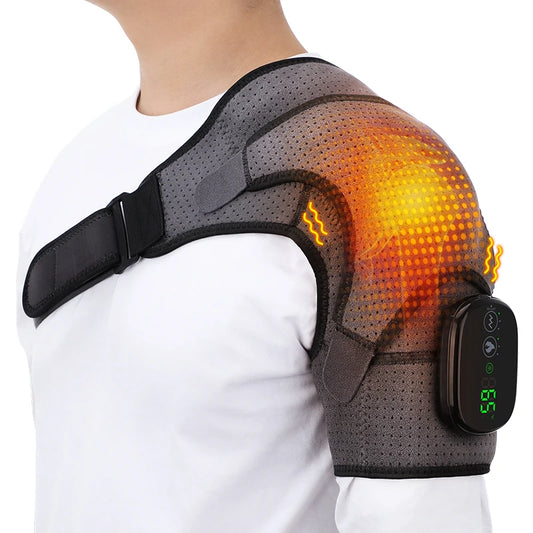 Cordless Heated Shoulder Brace With Vibration Massage Support