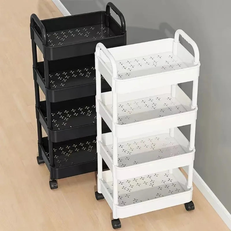 Five Tier Rolling Kitchen Storage Cart With Rotating Shelves