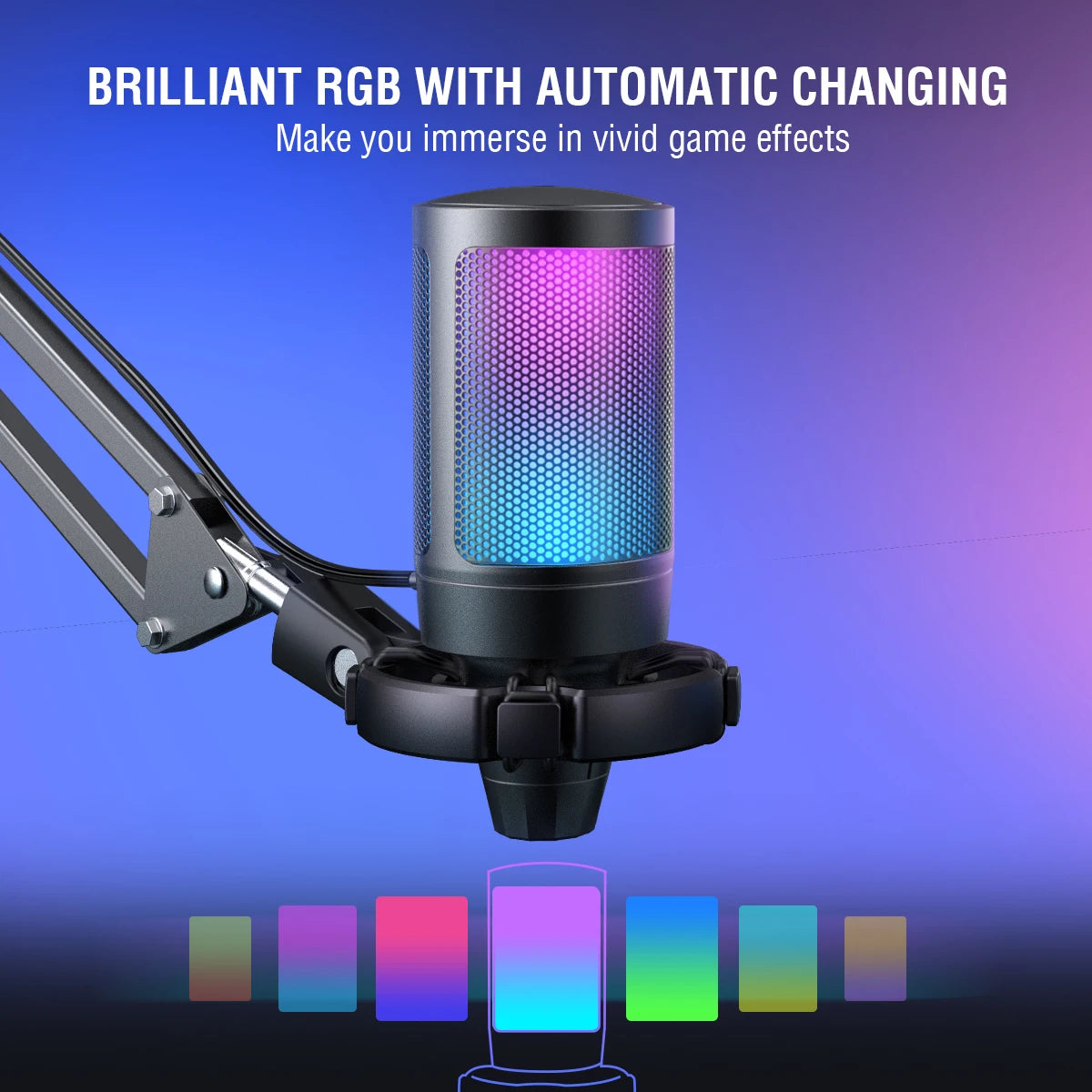 FIFINE USB Gaming Microphone Kit With Mute And RGB Features