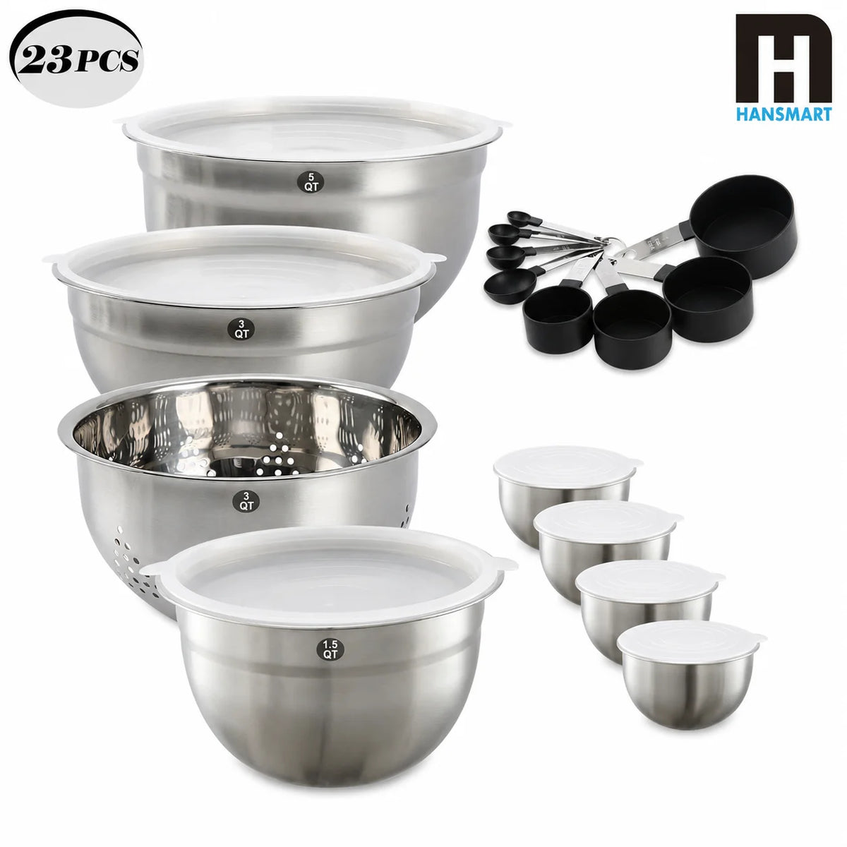 BARENTHAL Stainless Steel Nesting Mixing Bowl Set With Lids