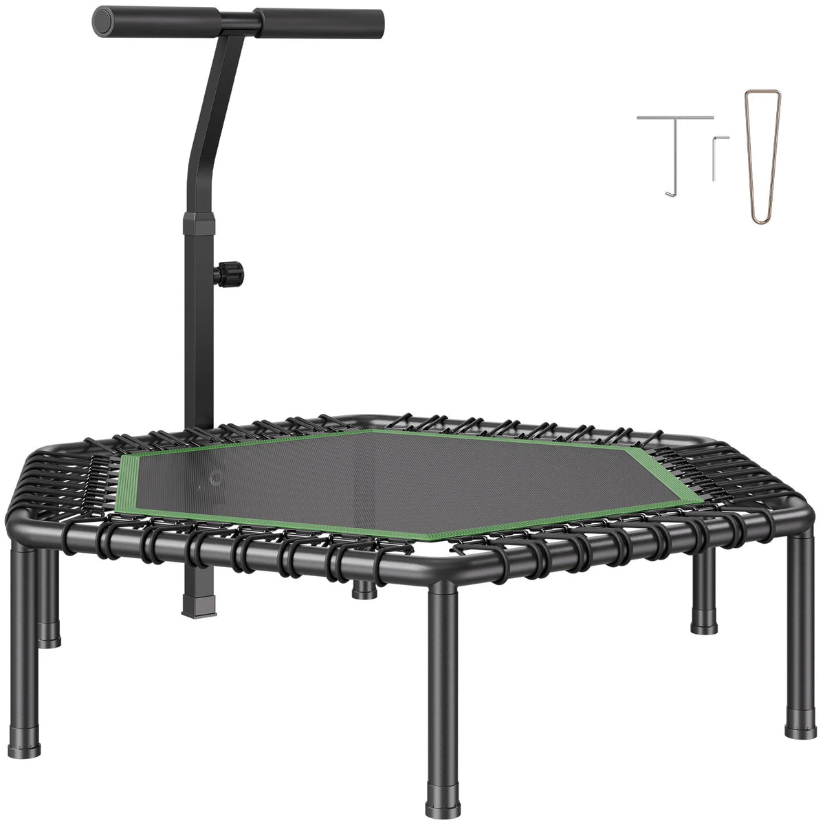 SucceBuy Quiet Mini Trampoline With Adjustable Foam Handle For Workouts