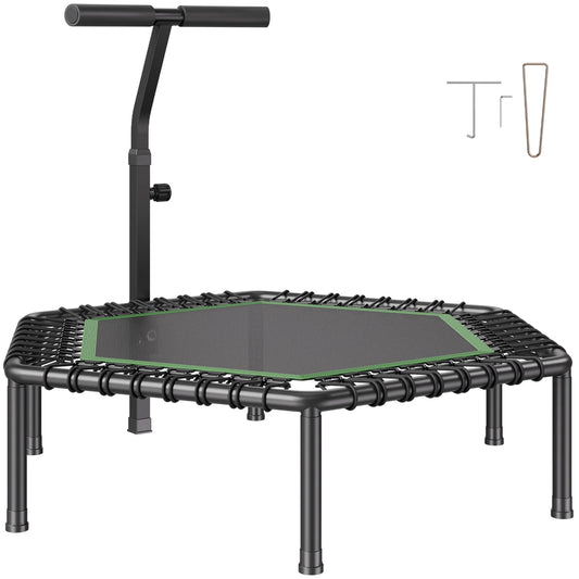 SucceBuy Quiet Mini Trampoline With Adjustable Foam Handle For Workouts
