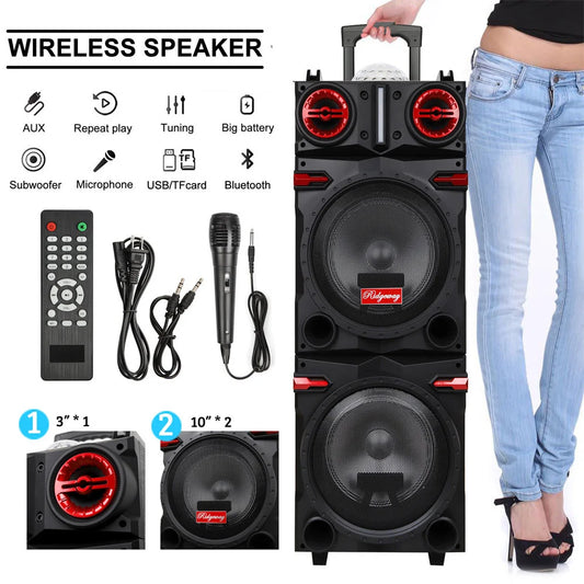 CURUK Portable Bluetooth Party Speaker With Powerful Bass LED Lights