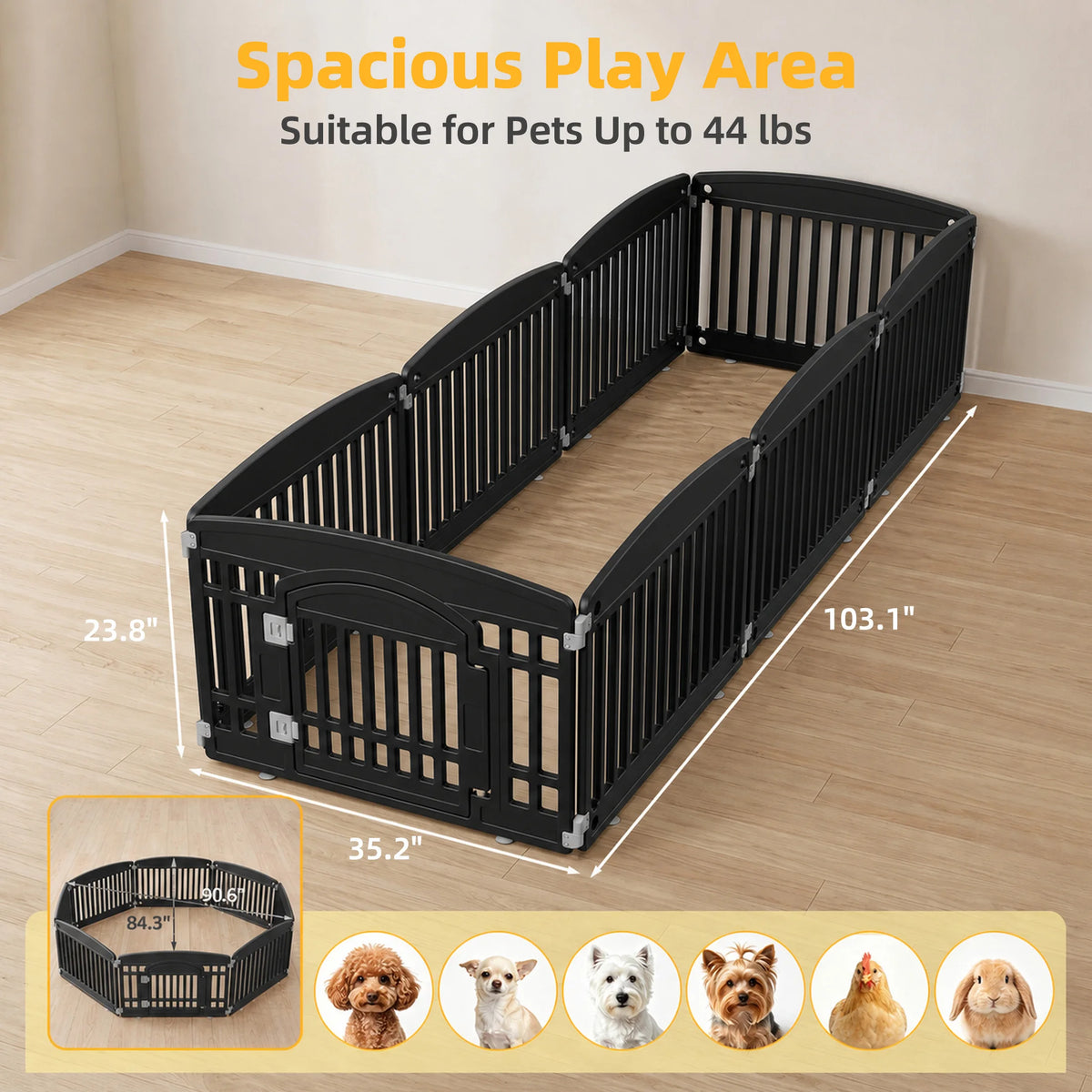 JHK Expandable Plastic Dog Playpen for Indoor and Outdoor Use