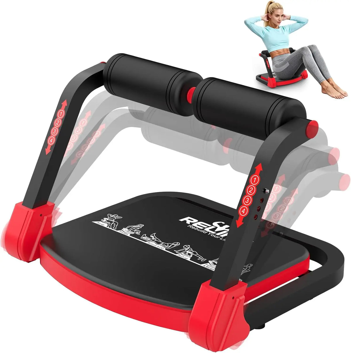 Adjustable Core Training Machine With Automatic Rebound Sit Up Exercise Equipment