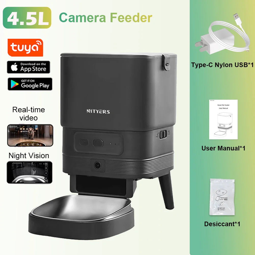 Nityers Smart WiFi Pet Feeder With Remote App Voice Recording