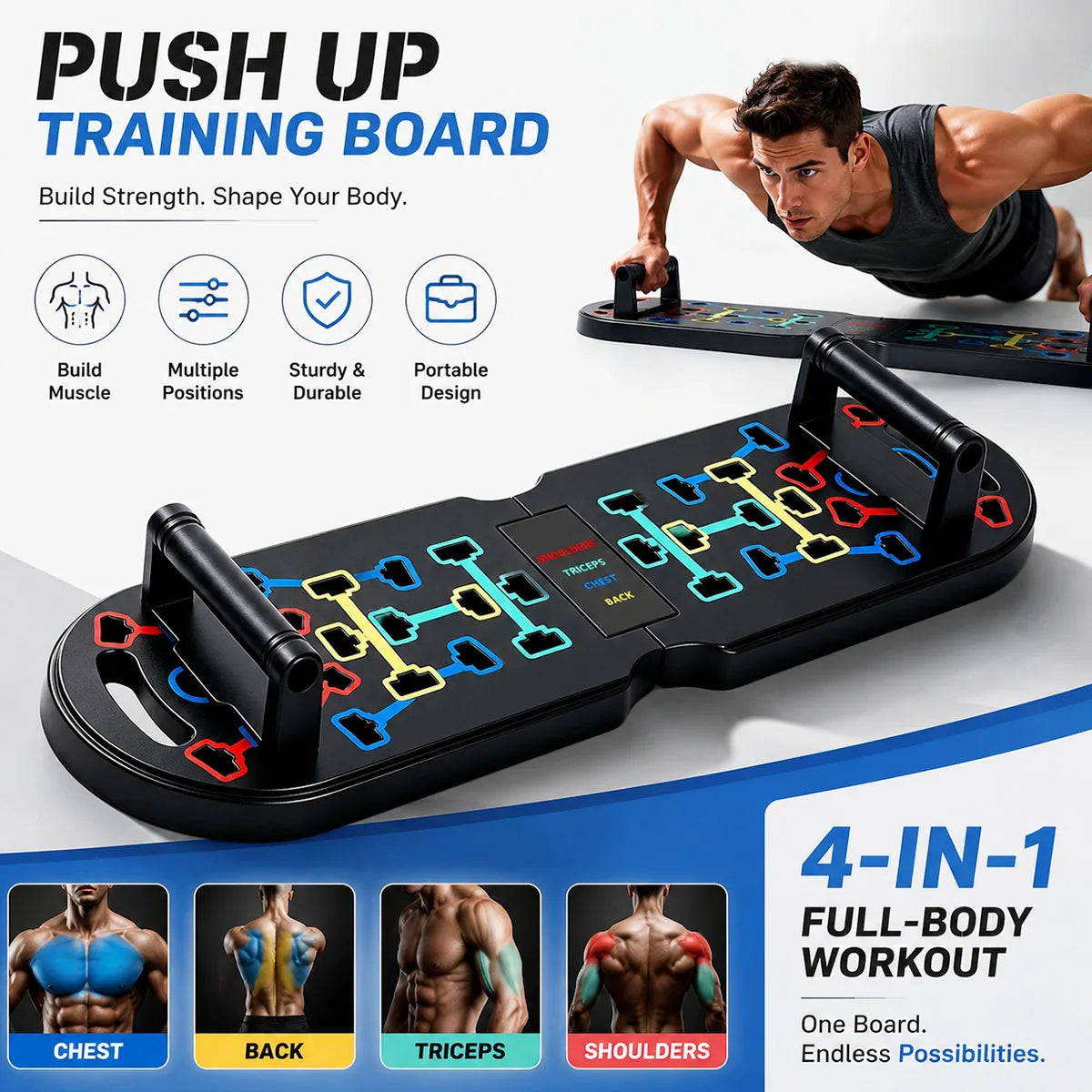 Home Gym Kit With Push Up Board And Resistance Bands