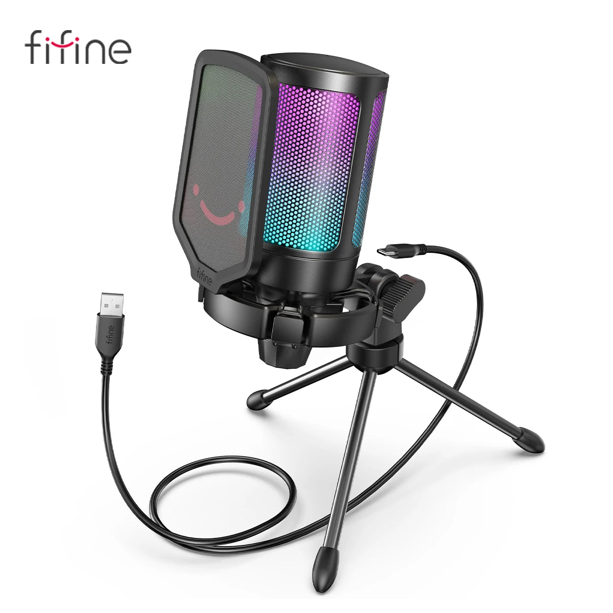 FIFINE AmpliGame USB Gaming Microphone With Pop Filter Shock Mount
