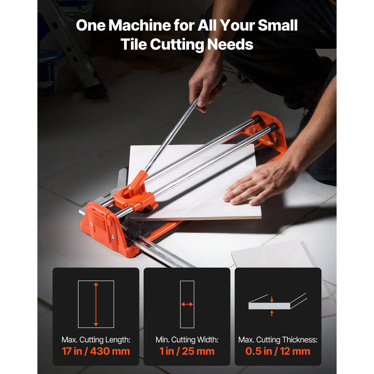 SucceBuy Manual Tile Cutter With Double Rails And Carbide Wheel